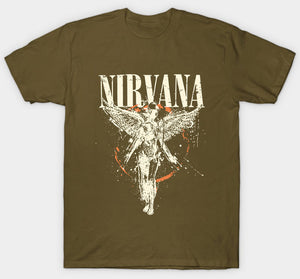 Nirvana In Utero Paint Splash T-Shirt Army Green