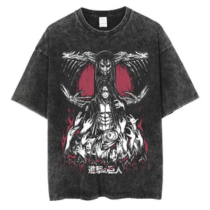 Evil Eren Yeager Attack On Titan Washed Anime T-Shirt XanacityToronto