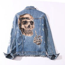 Punk Skull Denim Jacket - Underground Thrashed Streetwear Xanacity Toronto