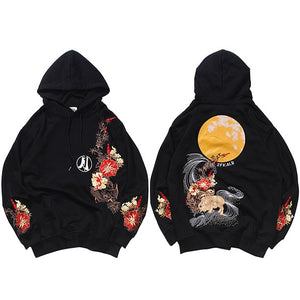 Embroidered Floral Full Moon Hoodie - The Latest Streetwear Trends Xanacity Toronto