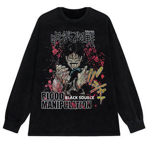 Blood Manipulation Black Source Washed Anime T-Shirt Xanacity Toronto