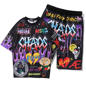 Toon Graffiti Set (Shirt + Shorts) Black
