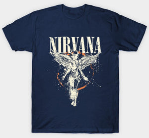 Nirvana In Utero Paint Splash T-Shirt Navy Blue