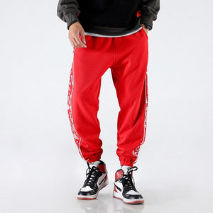 Ink Letter Sweatpants Red