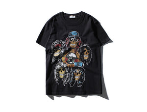 Guns N Roses - Skull Print T Shirts Black