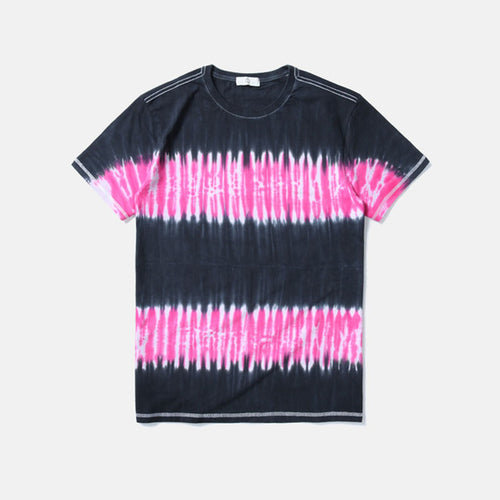 Pink & Black Tie dye Striped T-shirt Black