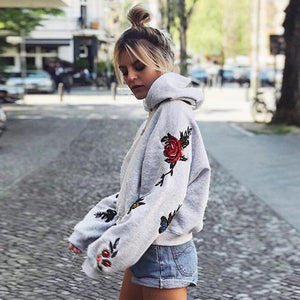 Butterfly Roses Embroidery Hoodie