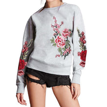 Floral Embroidery Crewneck Gray