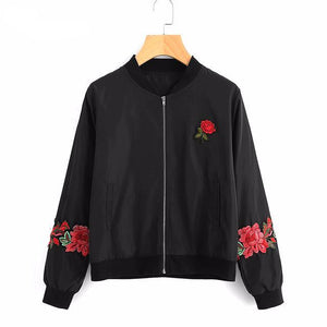 Floral Embroidery Jacket Black