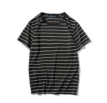 Black & White Striped Big T-shirt Black