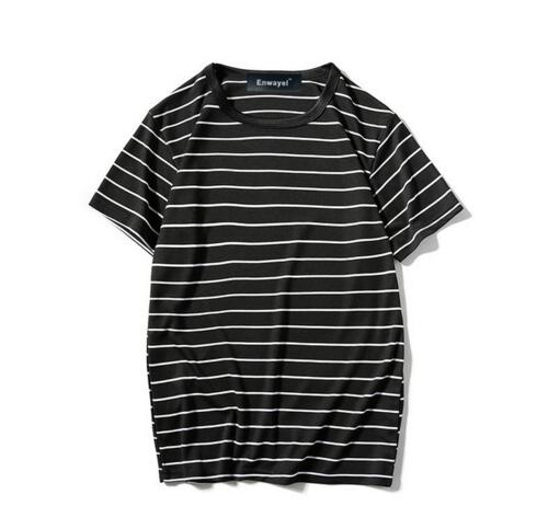 Black & White Striped Big T-shirt Black
